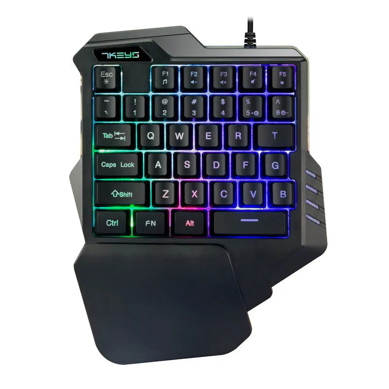 One-handed mechanical gaming keyboard with RGB backlighting, 23x18.5x4cm plastic body, 415g, G30 model