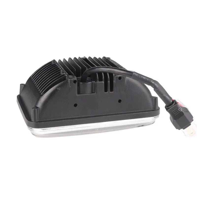 5 inch square LED car headlight in black die-cast aluminium housing with PC lens