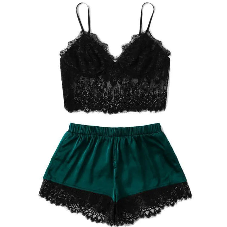 Women's split lace rabbit hair cardigan lingerie set in stripe pattern, thin section, available in multiple colours