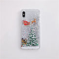 Christmas quicksand design iPhone case showing transparent double layer TPU and PC construction