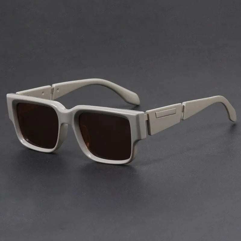 Gray blue square thick frame sunglasses with UV-proof AC lenses and retro box-style design