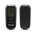 Black plastic automotive paint coating thickness gauge on white background