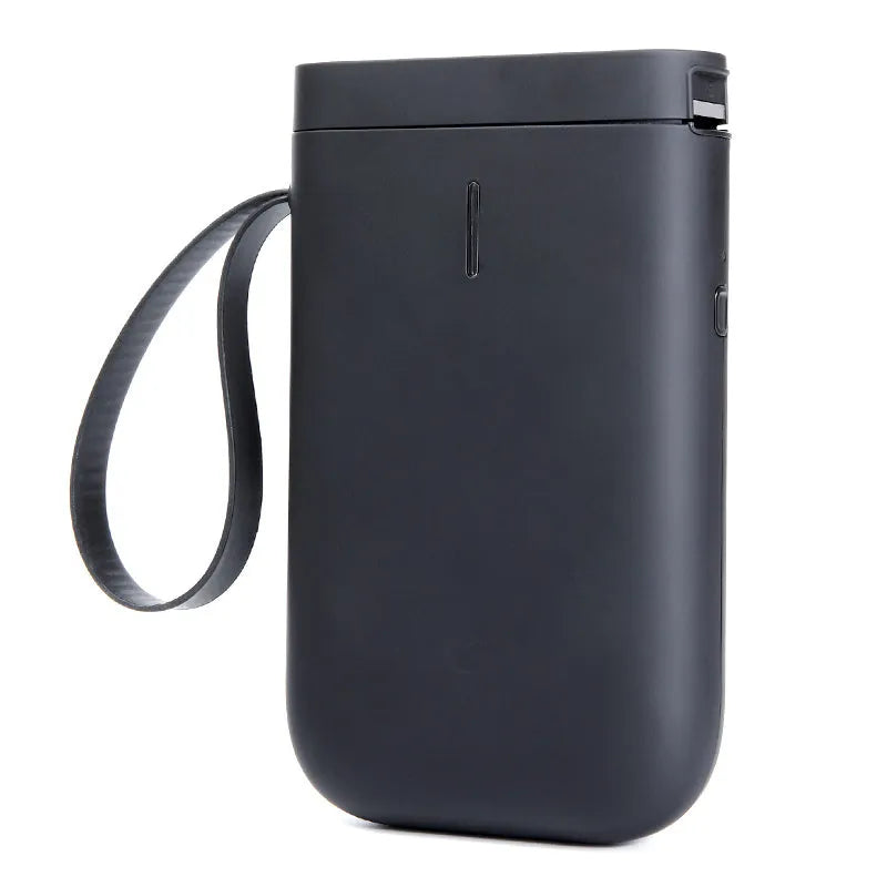D11 Bluetooth direct thermal label printer in black, compact size 108x76x30mm, with thermal paper roll
