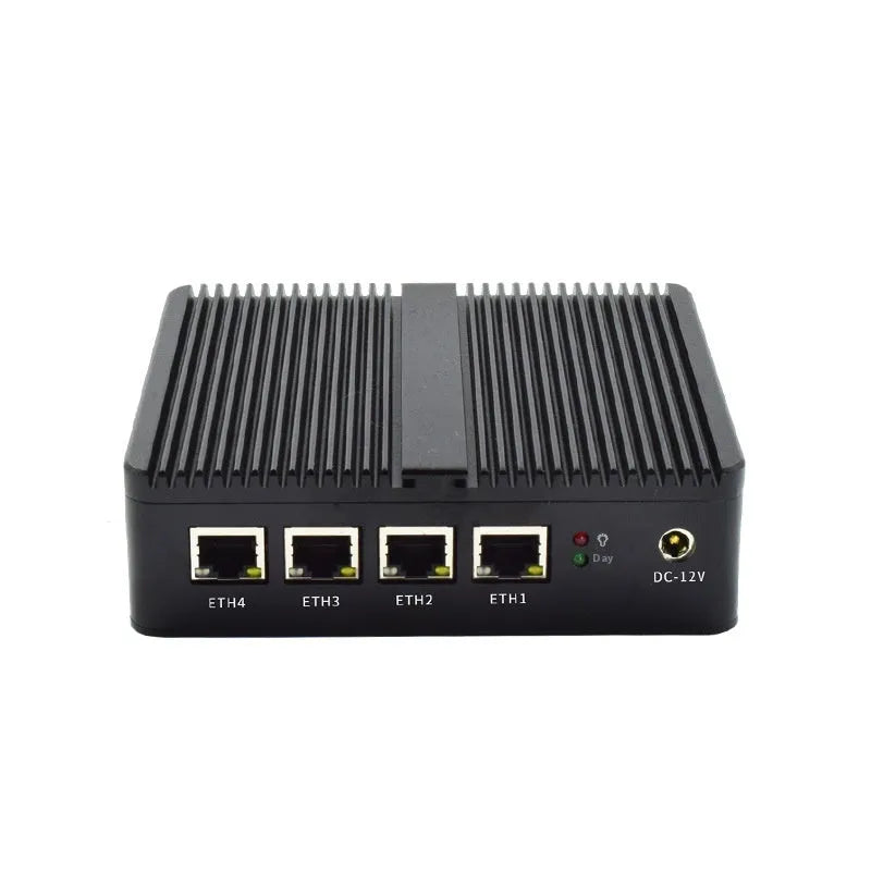 Industrial fanless mini PC in aluminium chassis with quad-core processor and dual network ports