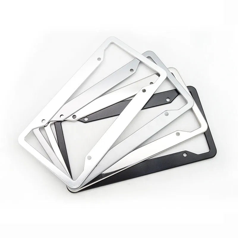 Aluminium alloy licence plate frame in black finish protecting vehicle registration plate