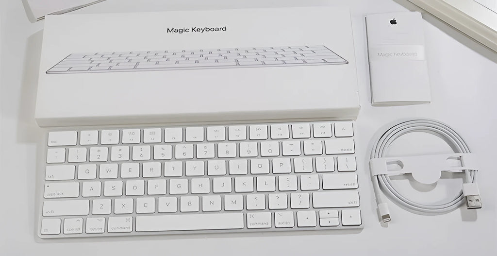 White Apple ultra-thin metal Bluetooth G6 wireless keyboard with multimedia keys