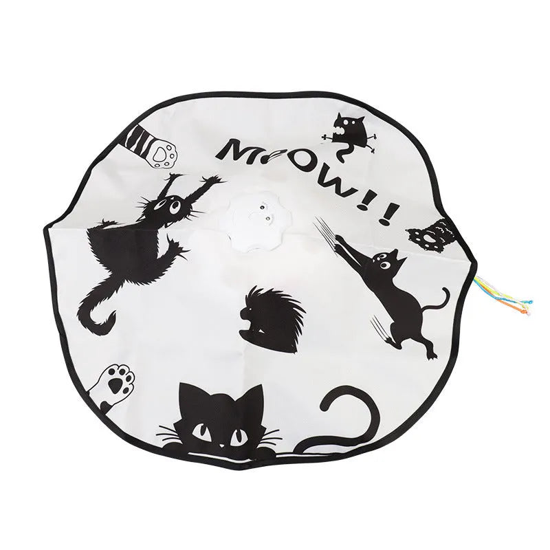 Plastic cat toy with self-hi relief mechanism measuring 19.8 x 11.5 x 19.5cm