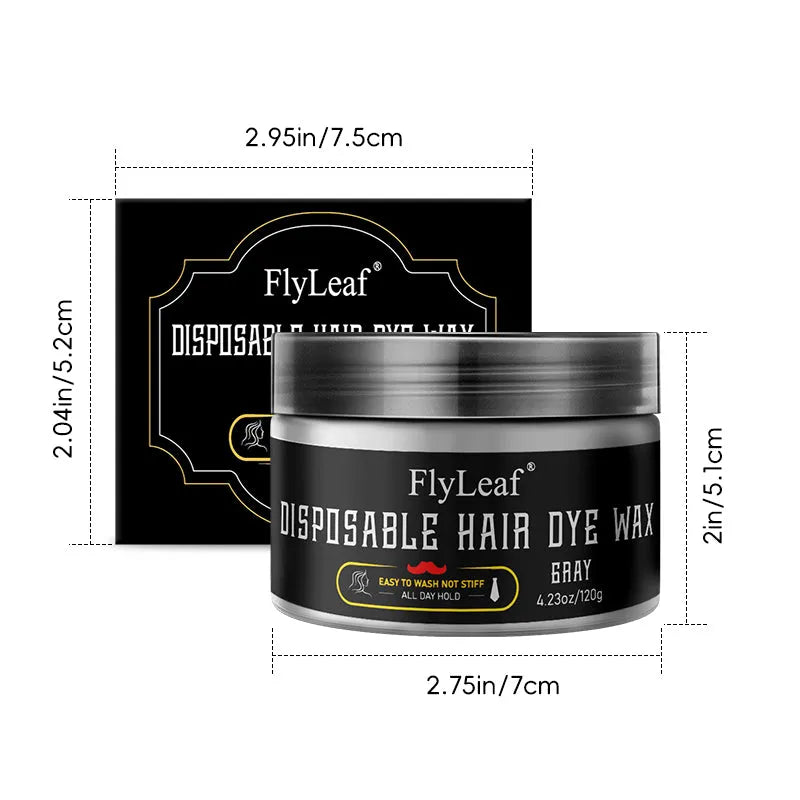 Gray disposable hair dye wax in 120g tub with cap and comb