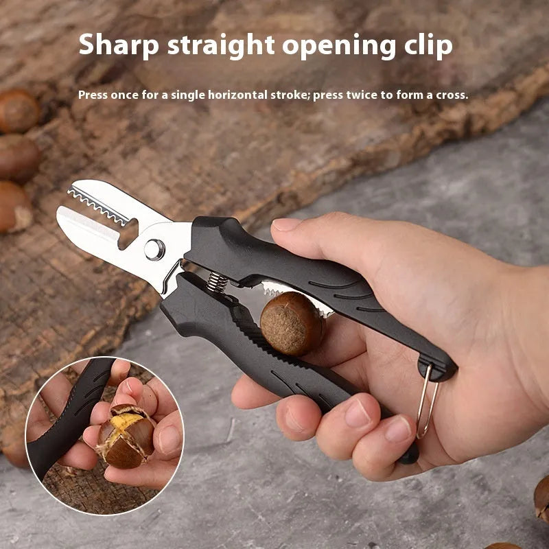 Black or brown stainless steel chestnut opening and peeling scissors kitchen tool
