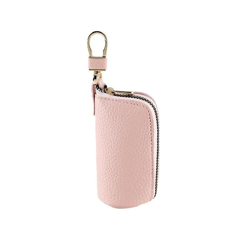 Men's zipper key case in waterproof PU leather with multiple compartments