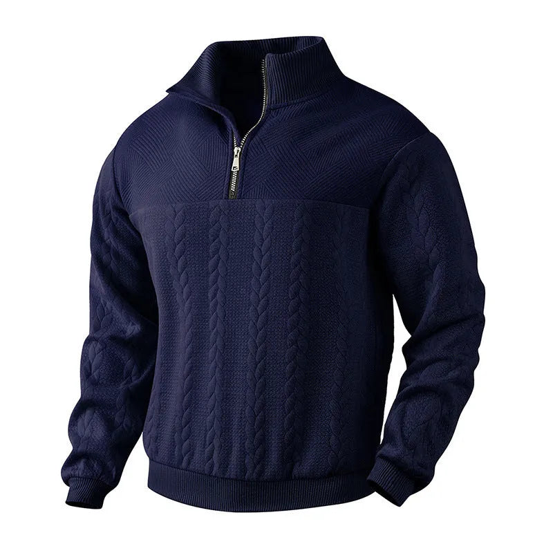 Men's jacquard long-sleeved pullover sweater, loose fit, available in five colours and sizes S to XXXL