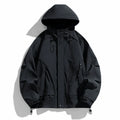 Rabbit fur modal hooded jacket in loose youth style with long sleeves and zippered pockets
