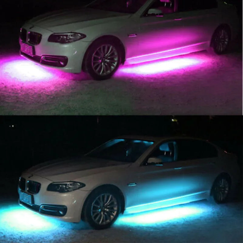 1 Drag 4-5050 RGB voice control car chassis atmosphere light kit with four 60x90cm strips