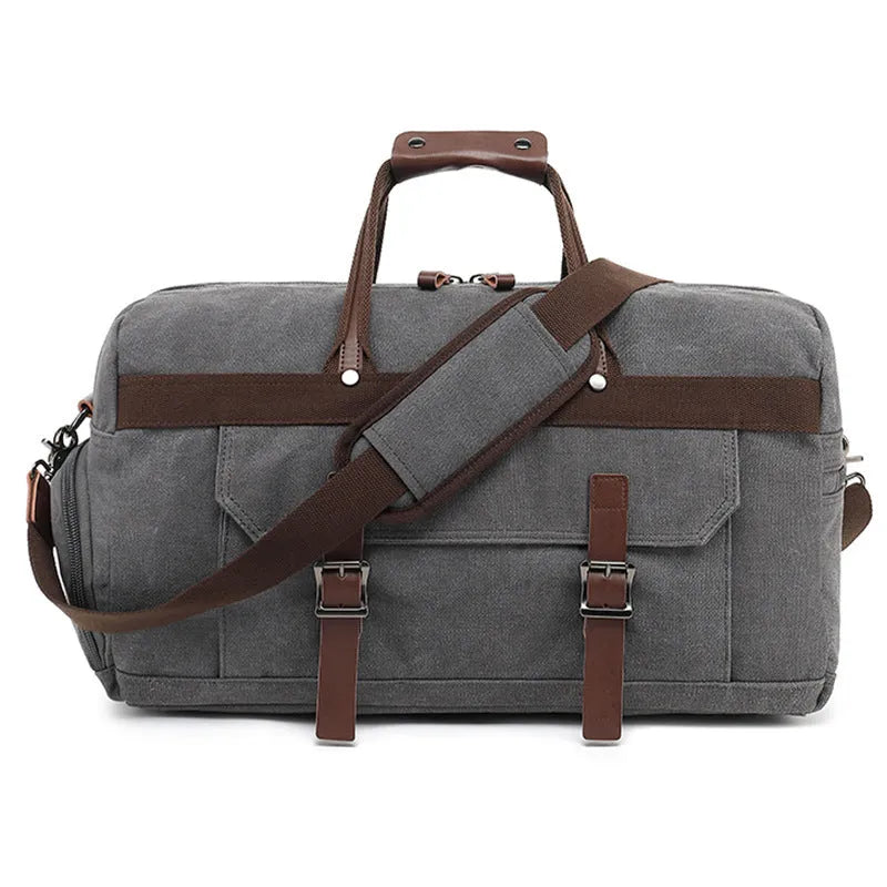 Canvas crossbody travel bag in retro style with 36-55L capacity