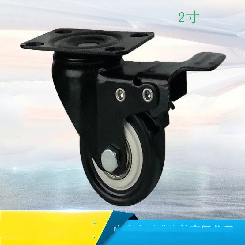 Red double bearing mute universal caster with flat bottom mounting on smooth floor
