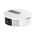 White HD projector with remote control for home cinema setup