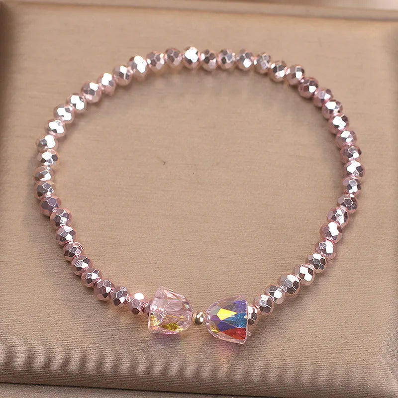 Handmade artificial crystal butterfly bracelet in blue, dark pink, and light pink for women ethnic style