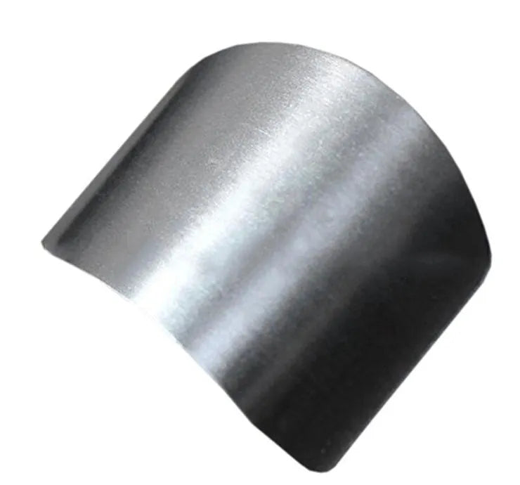 Stainless steel finger guard for kitchen safety shown in single and double finger sizes.