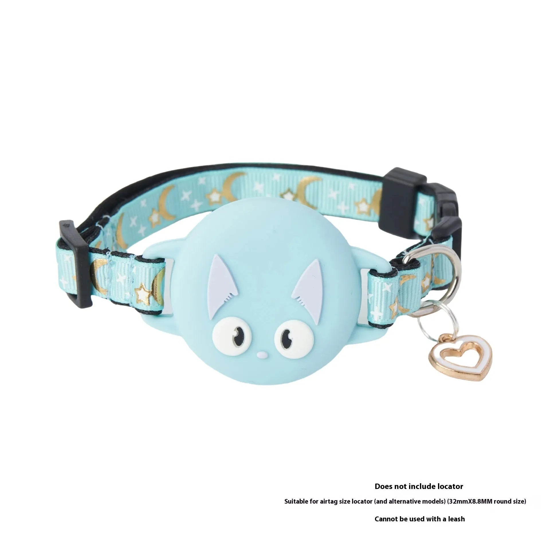 Pink plastic AirTag protective case for a cat collar, shown next to an Apple AirTag.