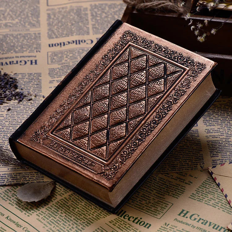 A5 embossed faux leather notepad with three-dimensional cover in bronze colour