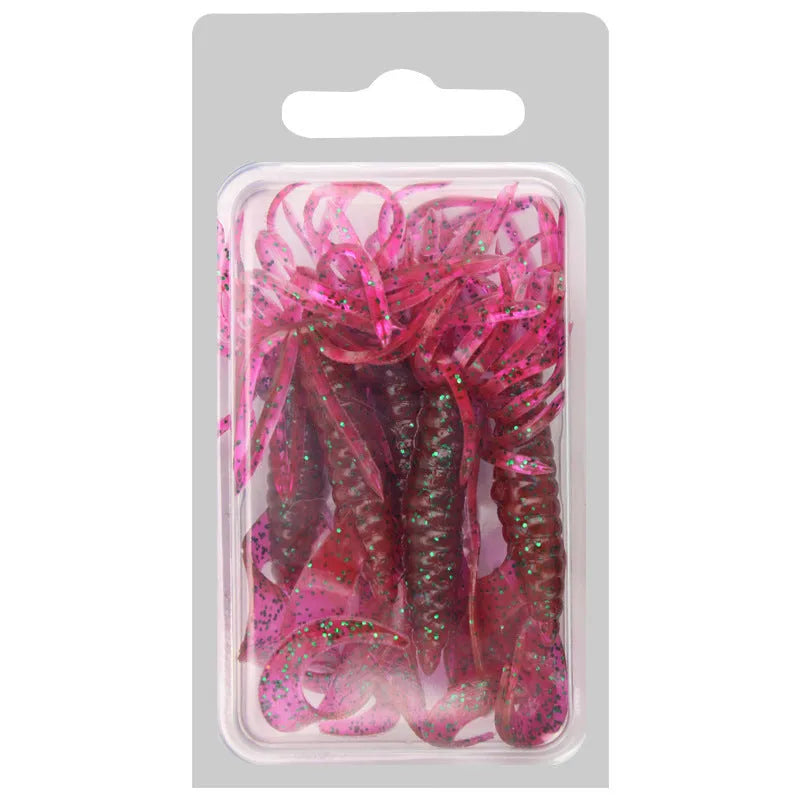 Umbrella bionic soft maggots fishing lure in PVC material, W197 size, multiple colours