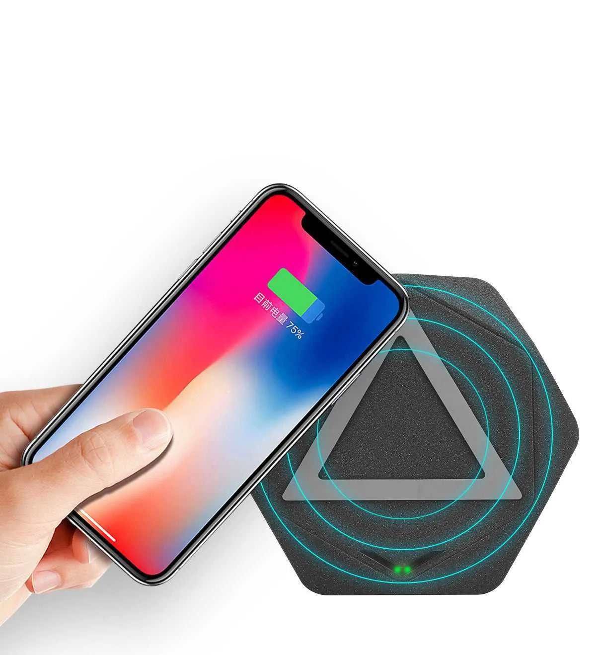 Wireless charger in frosted black, red or blue with Micro USB interface and Qi certification