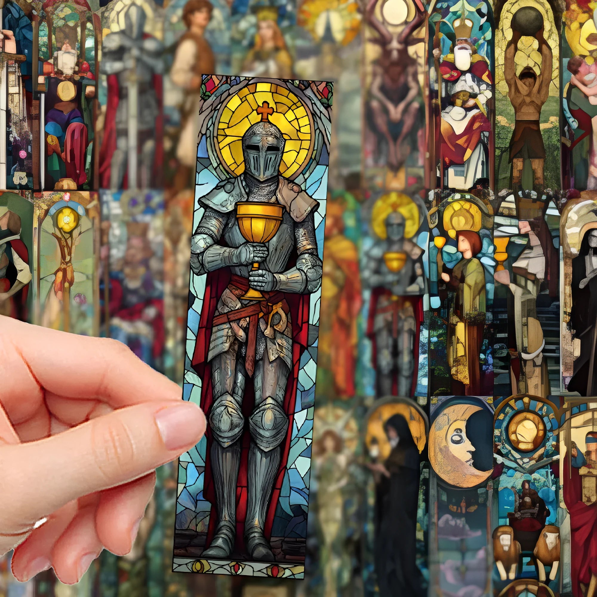 Set of 30 painted glass tarot bookmarks in cute homemade style, model QH389