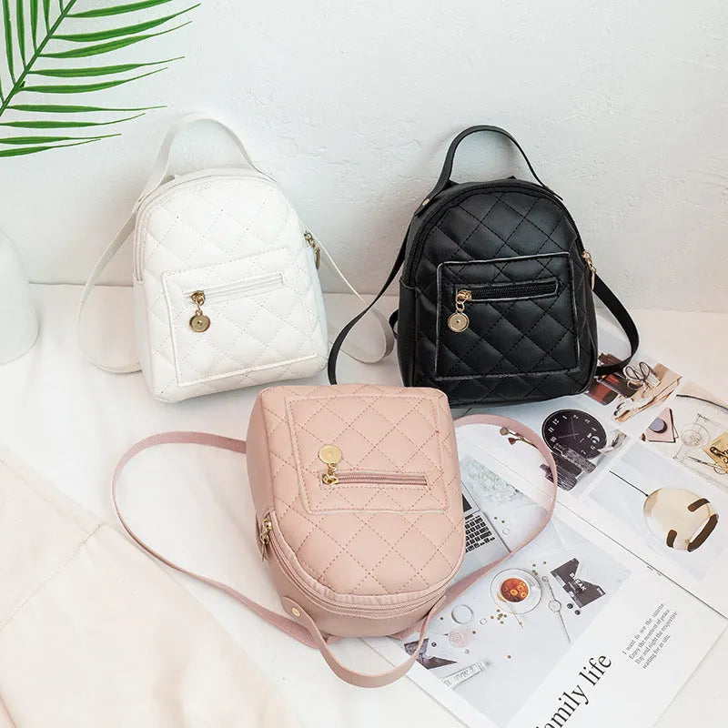 Girls' embroidered Korean-style hardback backpack in square shape, shown in pink colour.