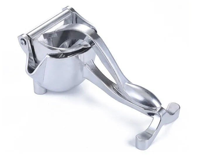 Silver heavy duty aluminium and steel lemon squeezer with lever and large bowl