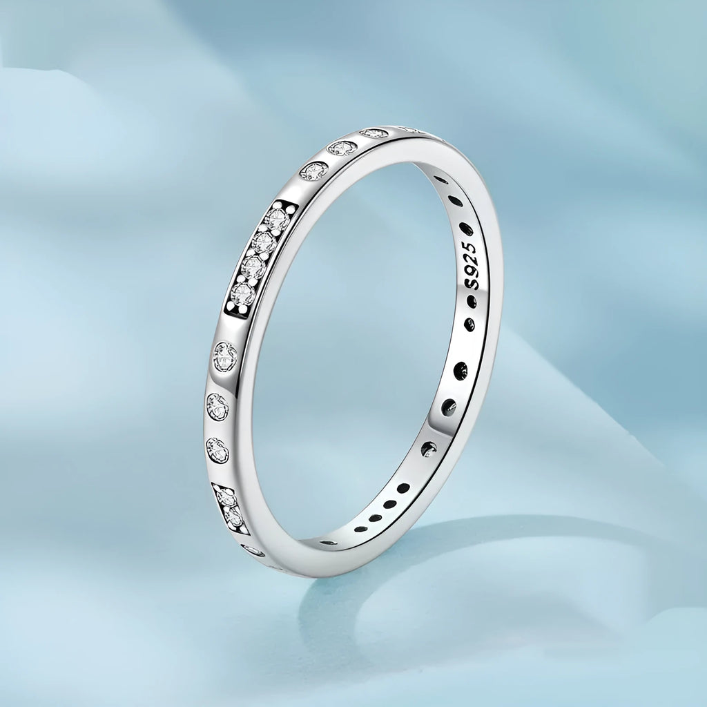 Moss Password I Love You silver-toned ring with oxidised black finish on a hand