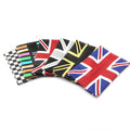 Mini car tissue box in leather with British Union Flag design, 18cm long and 27cm wide