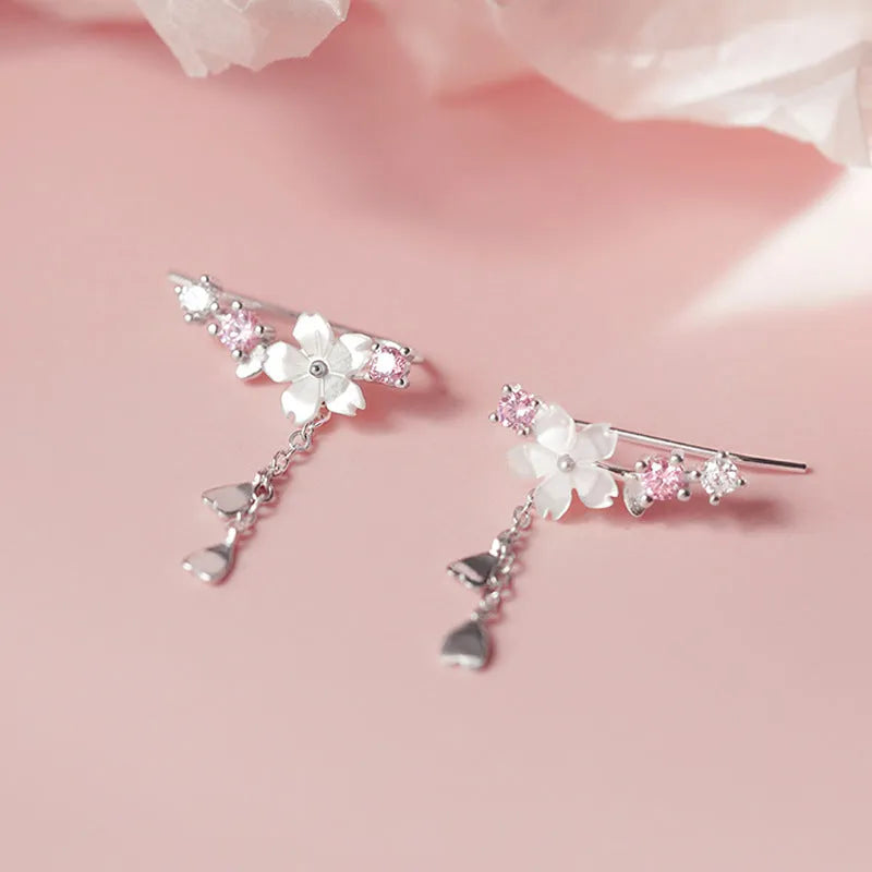 Flower earrings with super fairy design, long pendant drop, 1.8cm x 2.9cm, gold or silver copper earrings