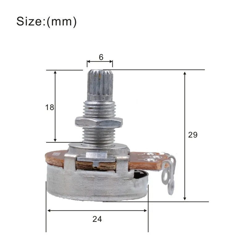 Metal electric guitar control knob for potentiometer replacement.