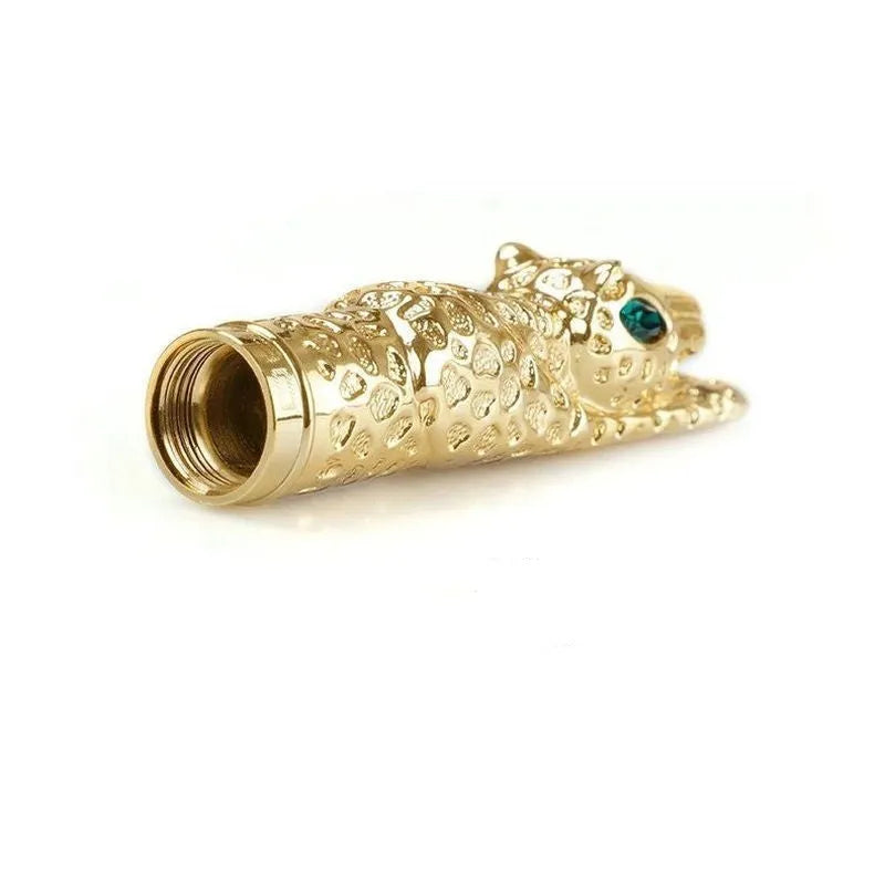 Embossed metal business pen in ancient silver or gold colour on a plain background.