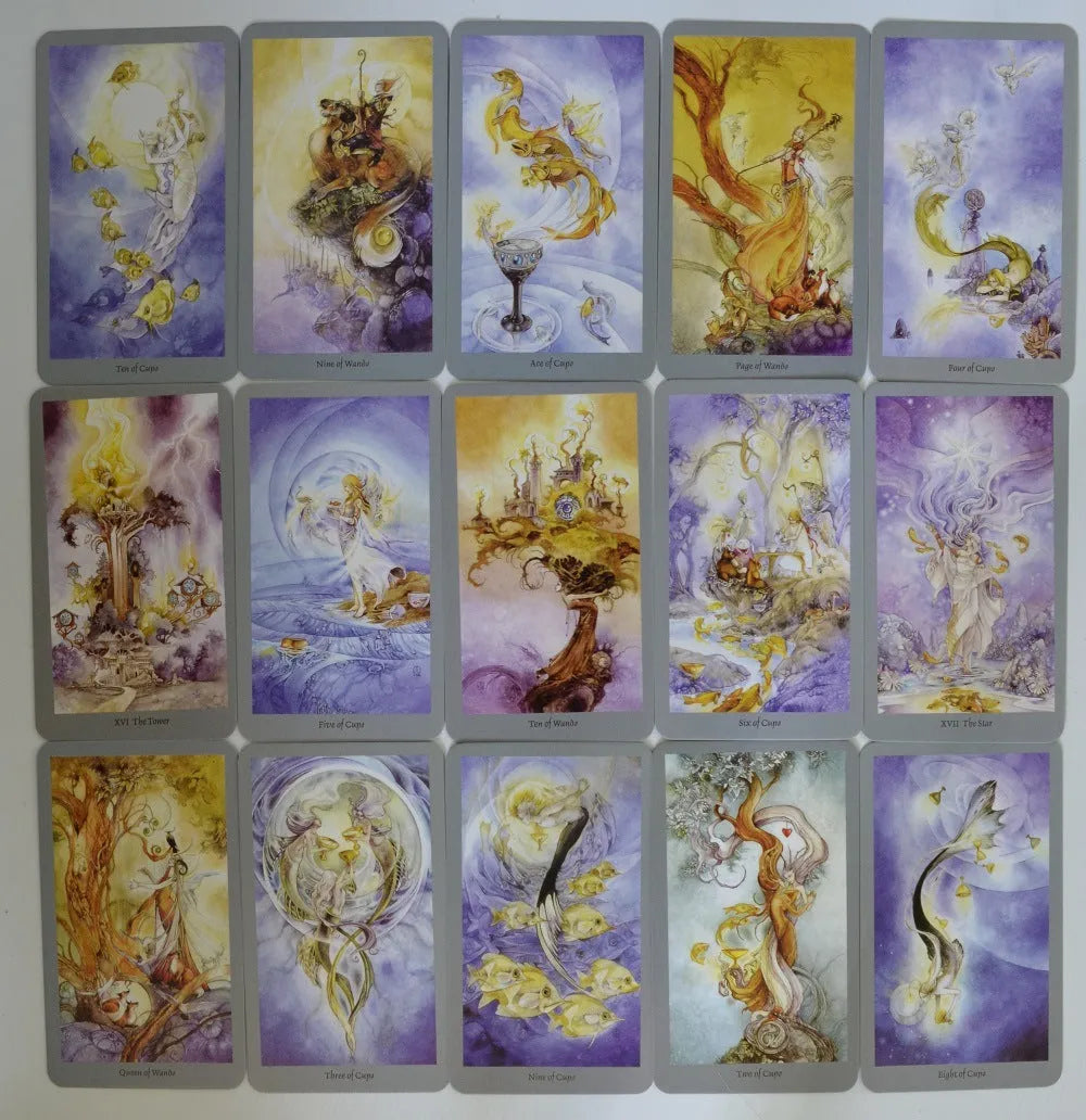 Tarot cards spread on a non-slip flannel tablecloth measuring 49x49cm, with a choice of black, green, silver, or check backs