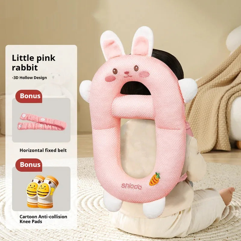 Baby anti-collision pillow and knee pads with cartoon dinosaur bee rabbit chicken designs