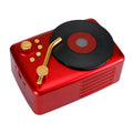 T12 record player with Bluetooth 5.0 in black, showing top view with vinyl record on platter and control buttons