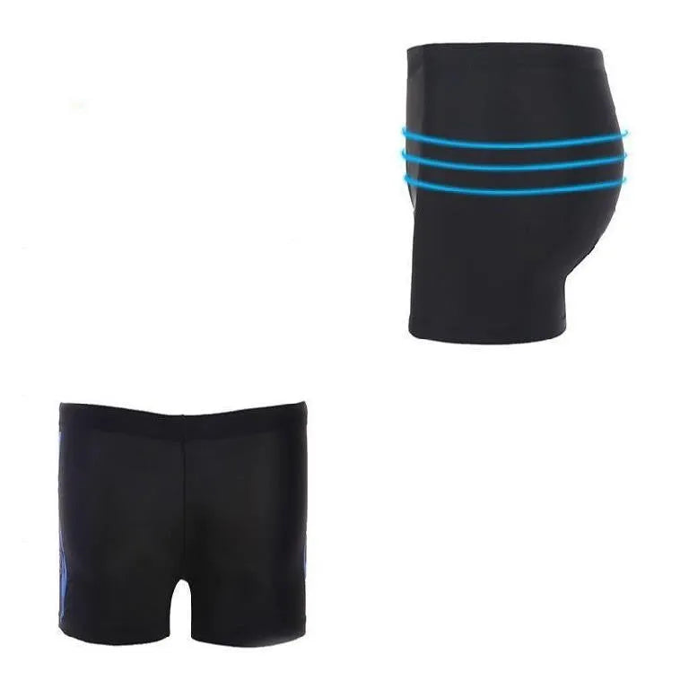 Men's plus size swimming trunks in blue, made from polypropylene fabric, size L to 6XL