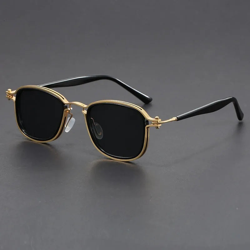 Retro-style square frame sunglasses with a mixed plastic and metal construction.