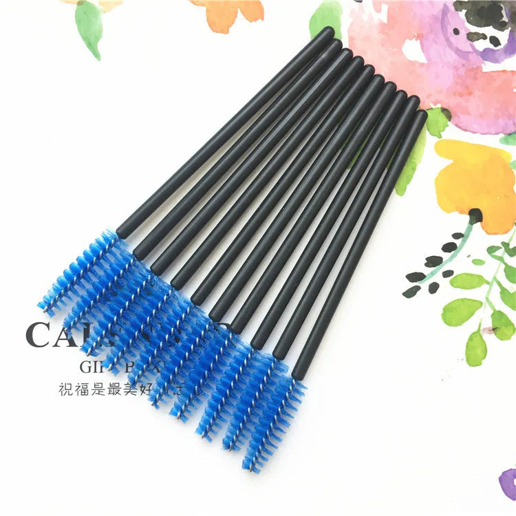Disposable eyelash curler comb in black, blue, pink, rose red, white, and yellow colours, 10cm length