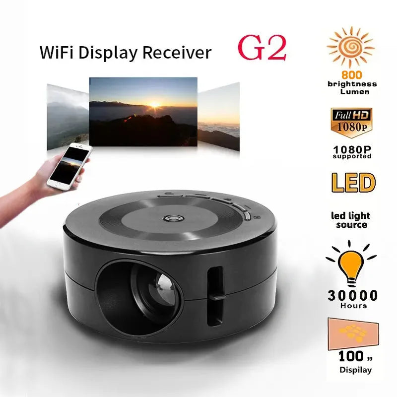 Portable black plastic 1080p USB wired projector for mobile phone screen mirroring