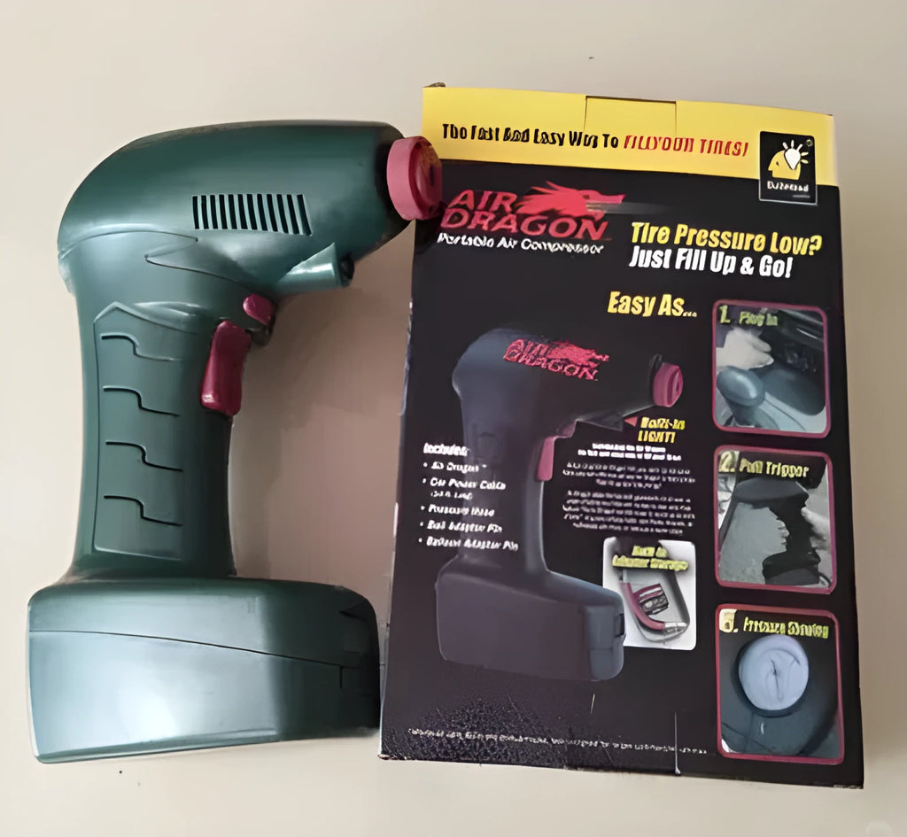 Portable car tyre inflator with compact design for vehicle storage