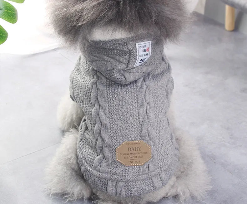 Teddy dog clothes coral fleece sweater in blue, wine red, or grey, sizes S to XXL, back length 21-40cm.