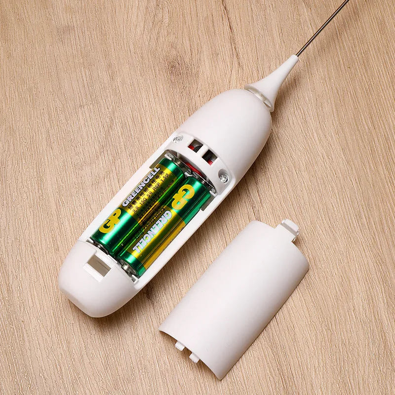Hand-held electric milk frother blender in black colour with modern simplicity design