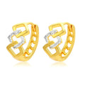 Gold tone geometric hollow-out drop earrings with colour separation clip design