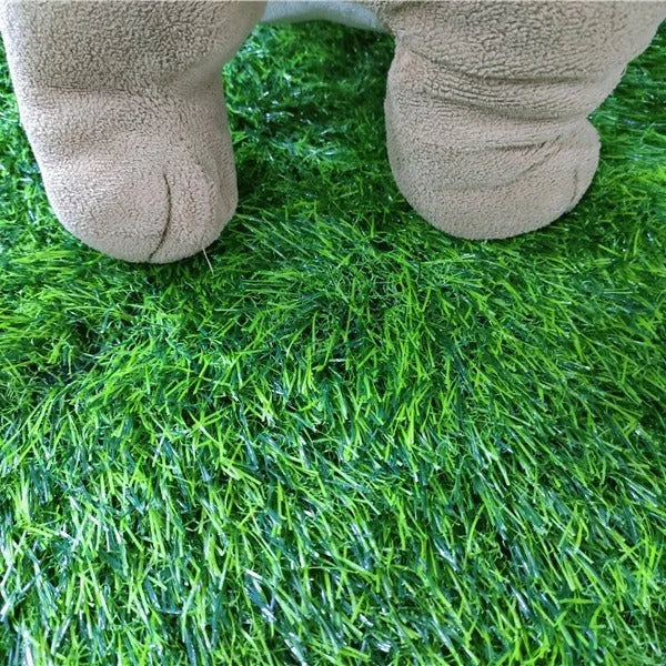Green dog grass pee pad with realistic texture and drainage layer for pet training