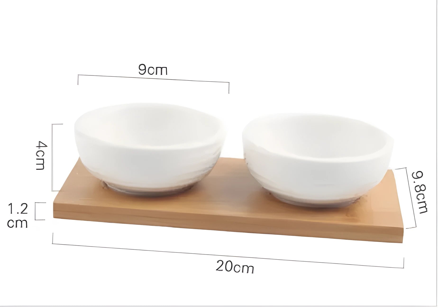 Porcelain multi-compartment serving plate with wooden base for dried fruits and snacks