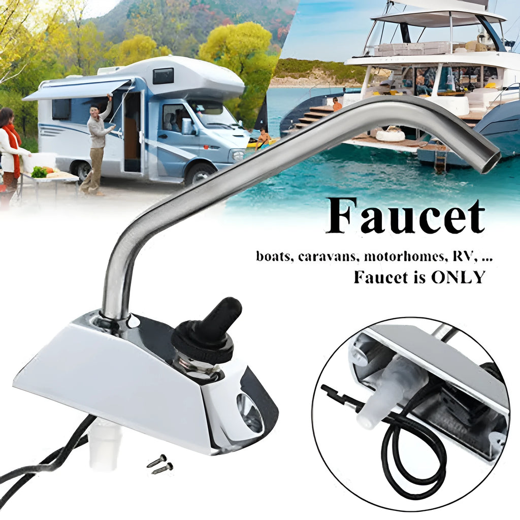 Electronic control RV kitchen faucet with mirror polished 316 stainless steel finish