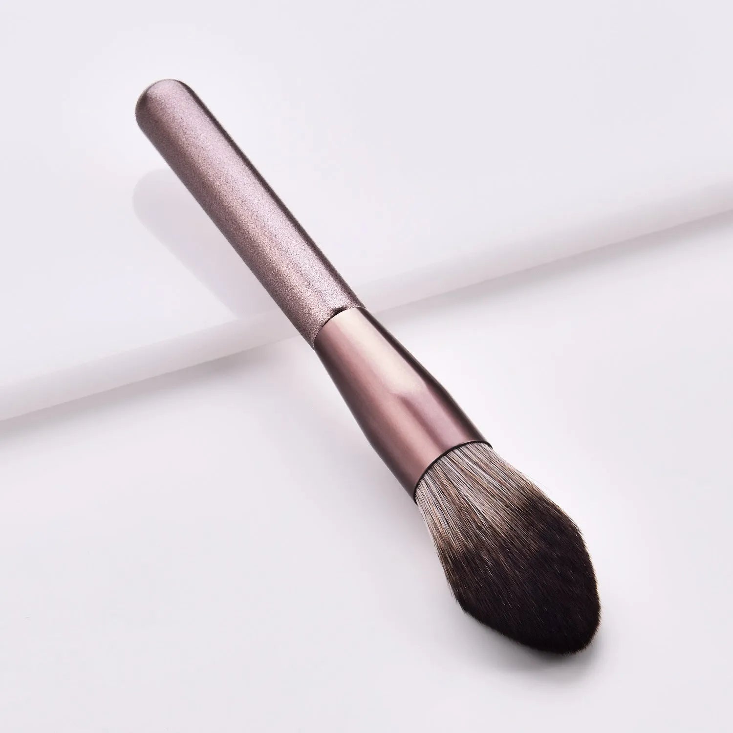 12 piece makeup brushes set with nylon bristles and wooden handles in a small grape beauty design