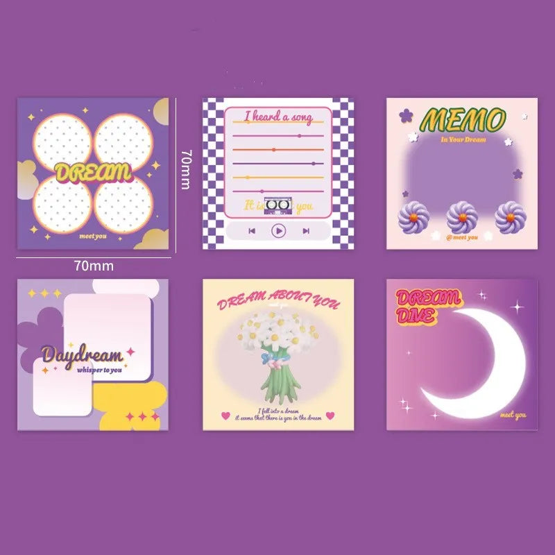 Korean note paper pad with 90 rectangular sheets in multiple colour designs
